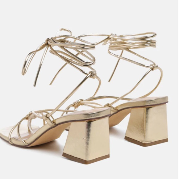 London Rag Swan Lake Gold Block Heel - Picture 4 of 10